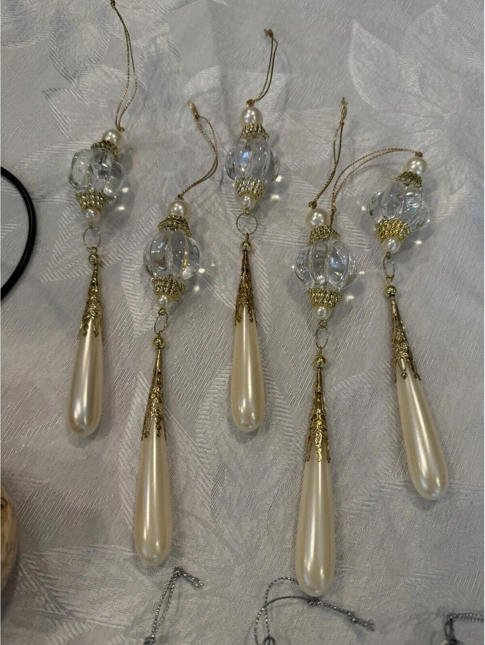 Lot Of 35 Vintage Christmas Ornaments Victorian Style Gold And Beaded Various